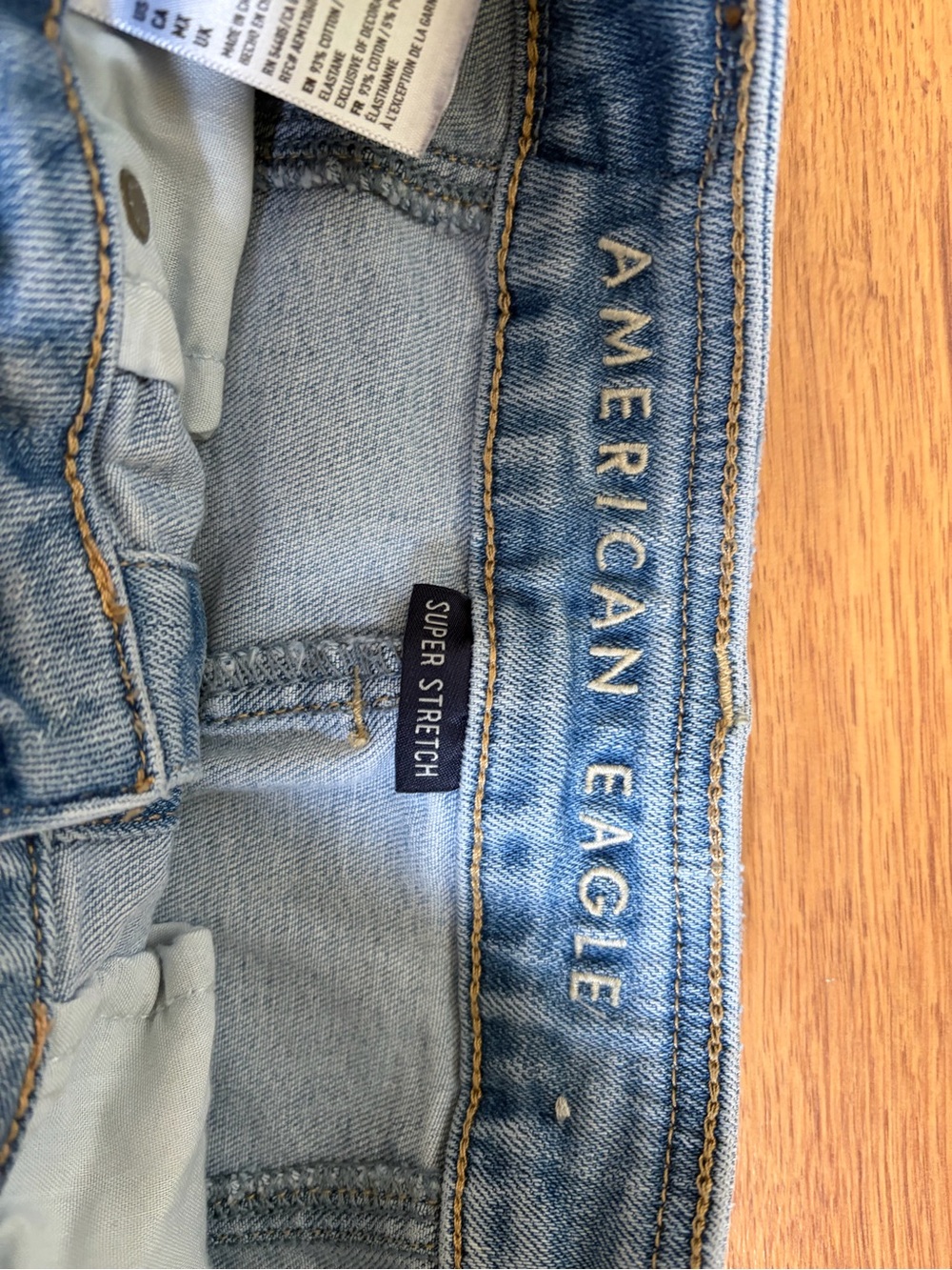 High- Waisted American Eagle Outfitters Light Blue Super Stretch Jean Skirt 00 - Picture 3 of 4